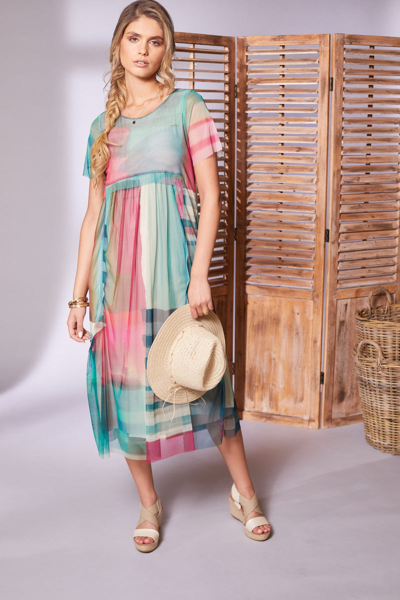 Mesh Print Dress - Apple