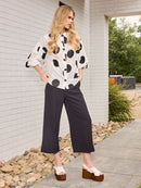 Spot Puff Ball Sleeve Blouse - Black/off White