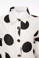 Spot Puff Ball Sleeve Blouse - Black/off White