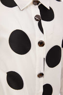 Spot Puff Ball Sleeve Blouse - Black/off White