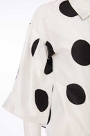 Spot Puff Ball Sleeve Blouse - Black/off White