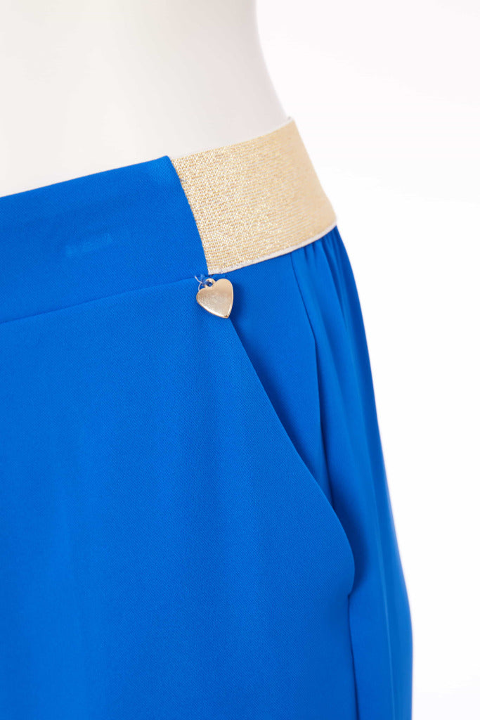 Contrast Band WideLeg Trouser - Dazzling Blue