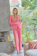 Geometric Print Trouser - Poppy Red