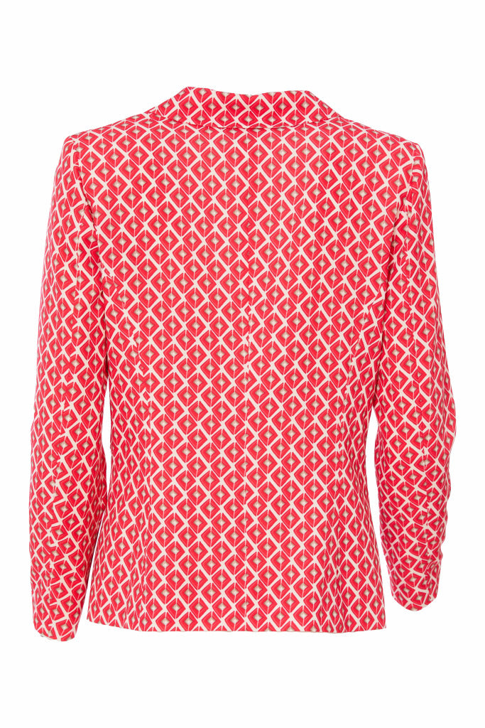 Geometric Print Jacket - Poppy Red