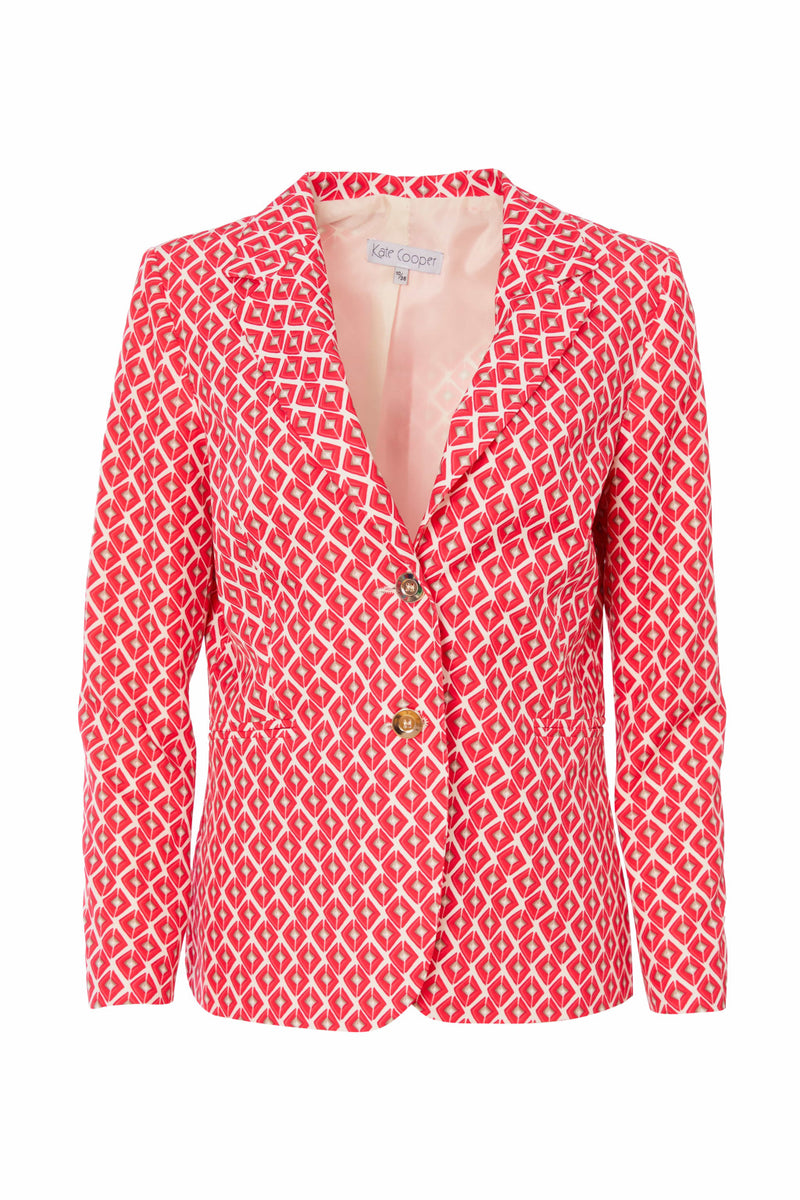 Geometric Print Jacket - Poppy Red