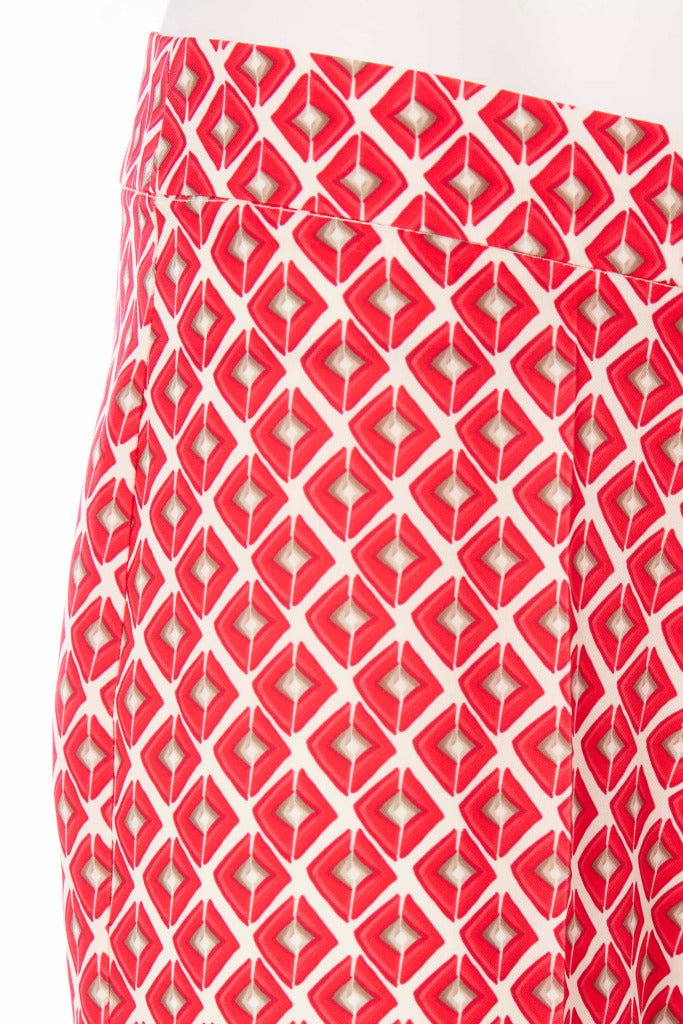 Geometric Print Trouser - Poppy Red
