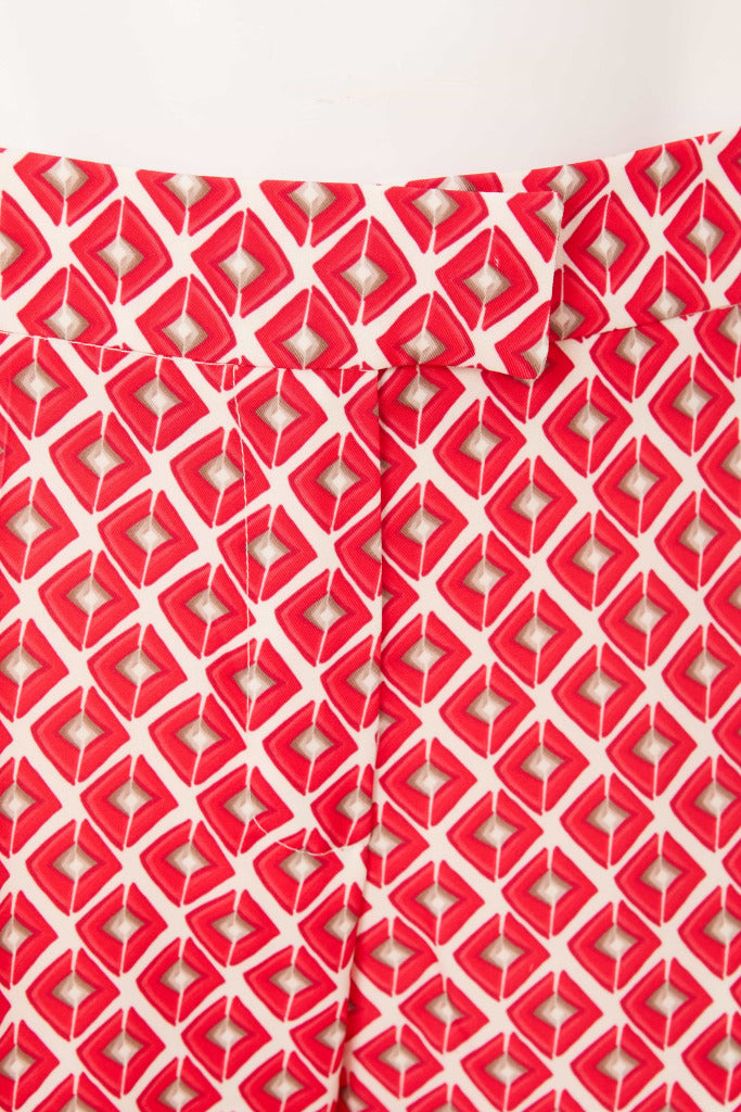 Geometric Print Trouser - Poppy Red