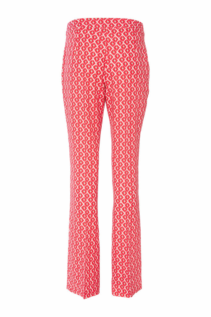 Geometric Print Trouser - Poppy Red