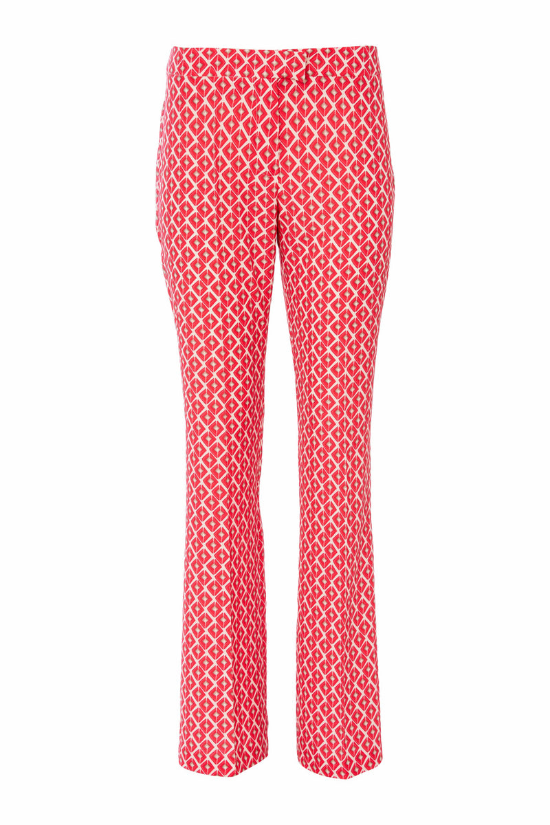 Geometric Print Trouser - Poppy Red