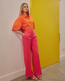 Puff Sleeve Cotton Shirt - Orange Spice