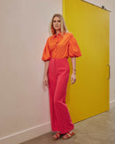 Puff Sleeve Cotton Shirt - Orange Spice