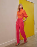 Puff Sleeve Cotton Shirt - Orange Spice