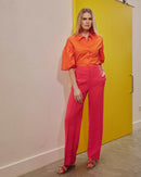 Puff Sleeve Cotton Shirt - Orange Spice