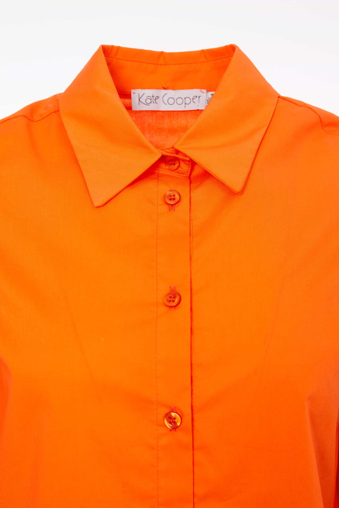 Puff Sleeve Cotton Shirt - Orange Spice