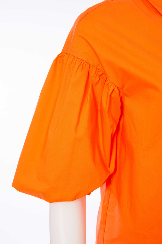 Puff Sleeve Cotton Shirt - Orange Spice