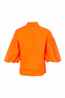 Puff Sleeve Cotton Shirt - Orange Spice