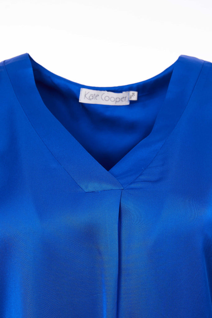 Box Pleat V Neck Cami - Royal Blue