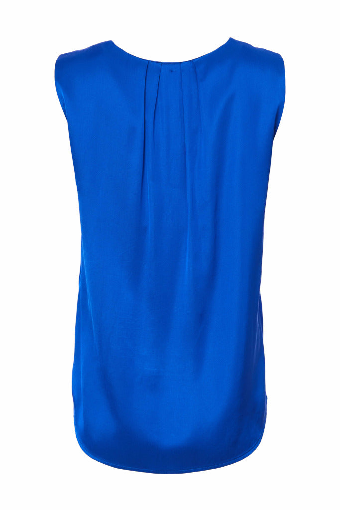 Box Pleat V Neck Cami - Royal Blue