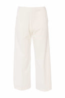 Wide Leg PullUp Crop Trouser - Cream