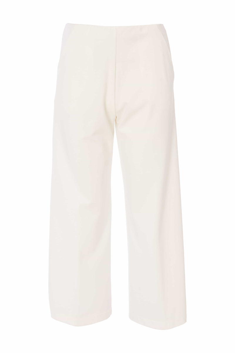 Wide Leg PullUp Crop Trouser - Cream