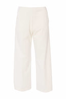 Wide Leg PullUp Crop Trouser - Cream