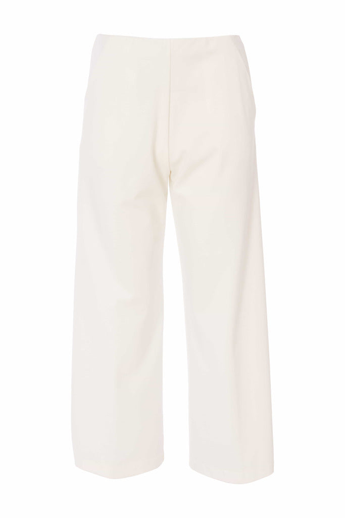 Wide Leg PullUp Crop Trouser - Cream