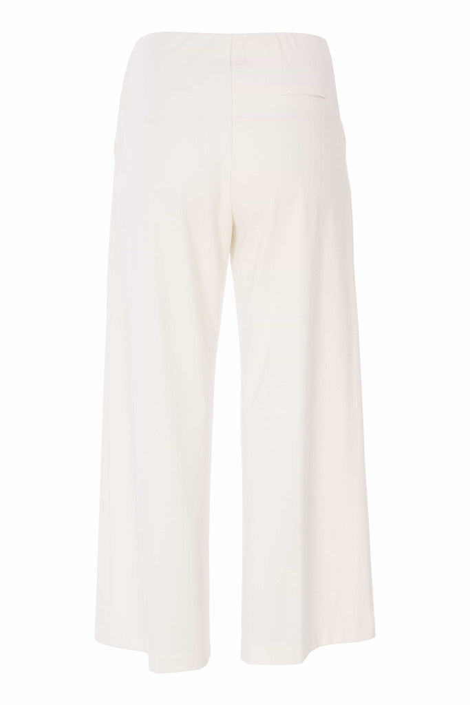 Wide Leg PullUp Crop Trouser - Cream