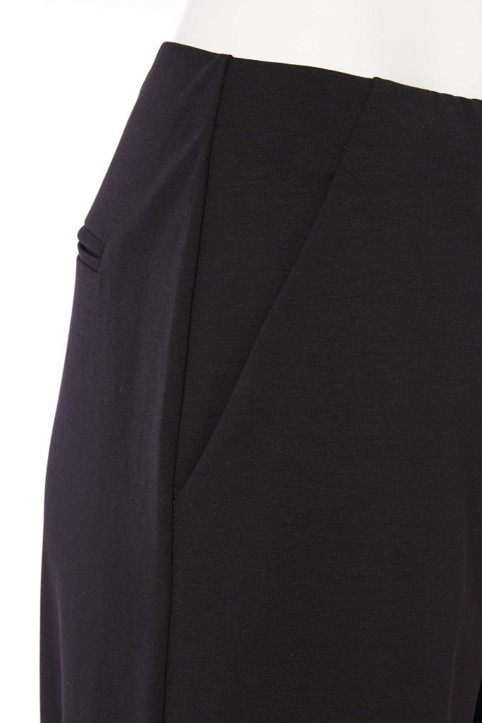 Wide Leg PullUp Crop Trouser - Black