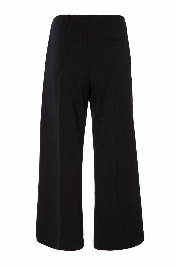 Wide Leg PullUp Crop Trouser - Black