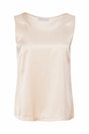 Satin Round Neck Cami Top - Sand