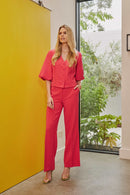 Pintuck Seam Trouser - Poppy Red