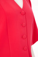 Puff Sleeve V Neck Jacket - Poppy Red