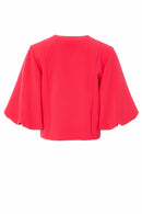 Puff Sleeve V Neck Jacket - Poppy Red