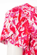 Tie Dye Print Flare Dress - Poppy Red