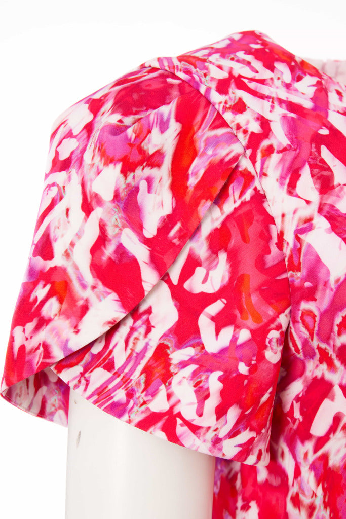 Tie Dye Print Flare Dress - Poppy Red