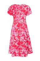 Tie Dye Print Flare Dress - Poppy Red