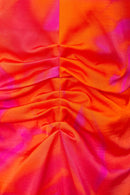 Blurred Print Ruched Dress - Orange/pink