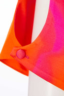 Blurred Print Ruched Dress - Orange/pink