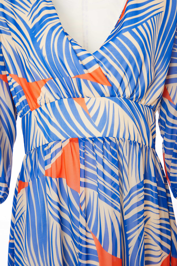 Geometrical Print Maxi Dress - Royal Blue