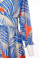 Geometrical Print Maxi Dress - Royal Blue