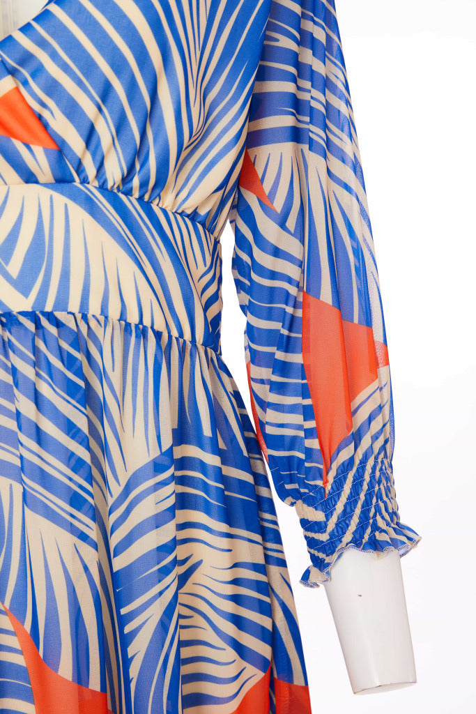 Geometrical Print Maxi Dress - Royal Blue