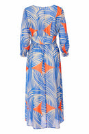 Geometrical Print Maxi Dress - Royal Blue