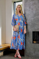 Geometrical Print Maxi Dress - Royal Blue
