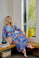 Geometrical Print Maxi Dress - Royal Blue