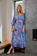 Geometrical Print Maxi Dress - Royal Blue