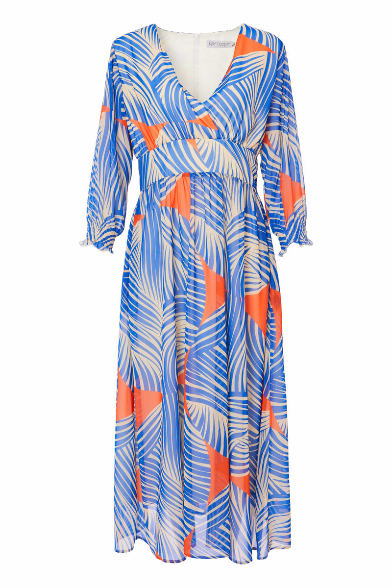 Geometrical Print Maxi Dress - Royal Blue
