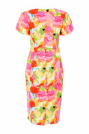 Garden Party Dress - Lemon/pink