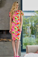 Garden Party Dress - Lemon/pink