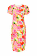 Garden Party Dress - Lemon/pink