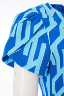 Geometrical Print Dress - Royal Blue
